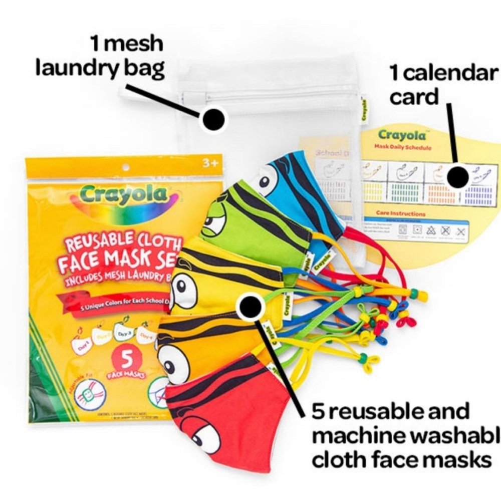 - Crayons Kids 5 Face Mask with Mesh bag